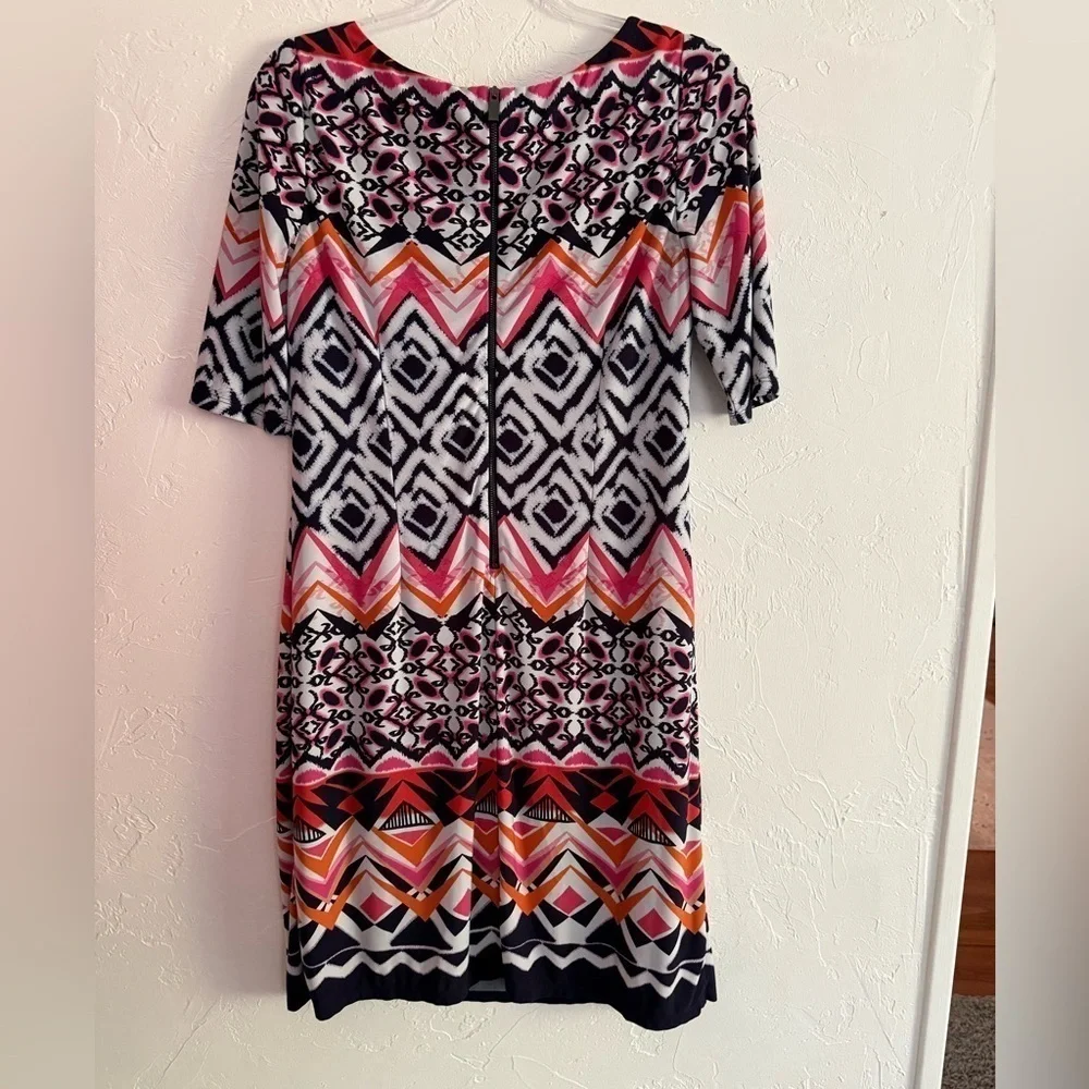 Vince Camuto Navy Geometric Print Dress Size 10